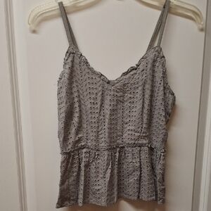 Sim And Sam Gray Eyelet Women's Top